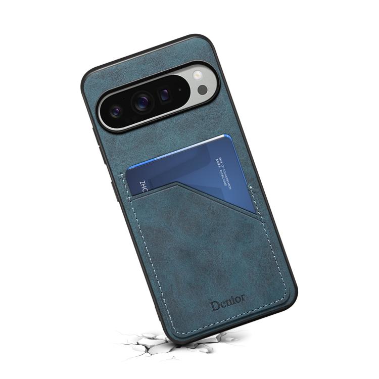 For Google Pixel 10 Pro XL Denior D09 PU Dual Card Slot Back Cover Phone Case(Blue) - Google Cases by Denior | Online Shopping UK | buy2fix