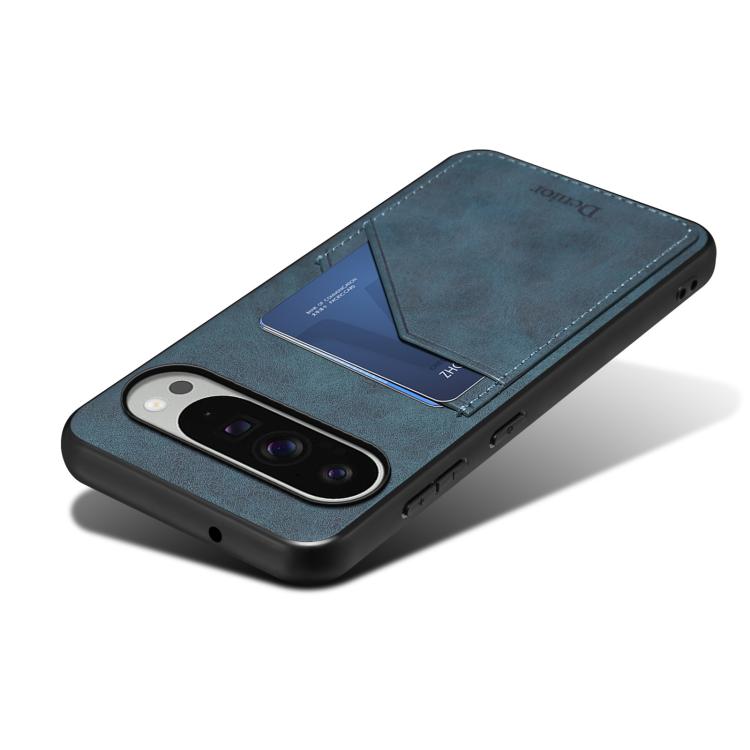For Google Pixel 10 Pro XL Denior D09 PU Dual Card Slot Back Cover Phone Case(Blue) - Google Cases by Denior | Online Shopping UK | buy2fix