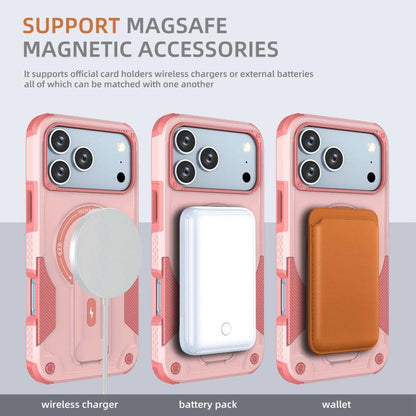 For iPhone 17 Pro Max Armor Magsafe Holder PC Hybrid TPU Phone Case(Pink) - iPhone 17 Pro Max Cases by buy2fix | Online Shopping UK | buy2fix