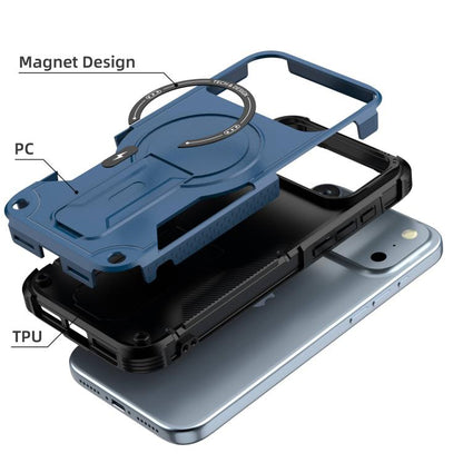 For iPhone 17 Pro Max Armor Magsafe Holder PC Hybrid TPU Phone Case(Dark Blue) - iPhone 17 Pro Max Cases by buy2fix | Online Shopping UK | buy2fix