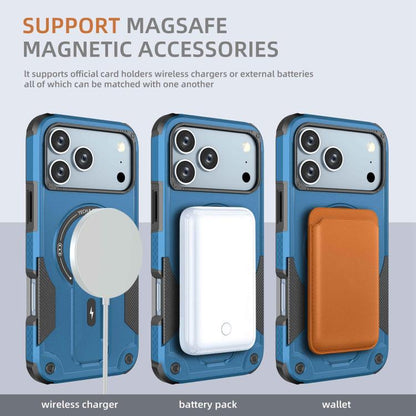 For iPhone 17 Pro Max Armor Magsafe Holder PC Hybrid TPU Phone Case(Dark Blue) - iPhone 17 Pro Max Cases by buy2fix | Online Shopping UK | buy2fix
