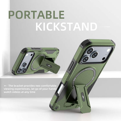 For iPhone 17 Pro Max Armor Magsafe Holder PC Hybrid TPU Phone Case(Army Green) - iPhone 17 Pro Max Cases by buy2fix | Online Shopping UK | buy2fix