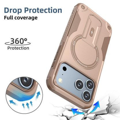 For iPhone 17 Pro Max Armor Magsafe Holder PC Hybrid TPU Phone Case(Desert Gold) - iPhone 17 Pro Max Cases by buy2fix | Online Shopping UK | buy2fix