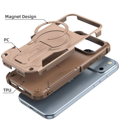 For iPhone 17 Pro Max Armor Magsafe Holder PC Hybrid TPU Phone Case(Desert Gold) - iPhone 17 Pro Max Cases by buy2fix | Online Shopping UK | buy2fix