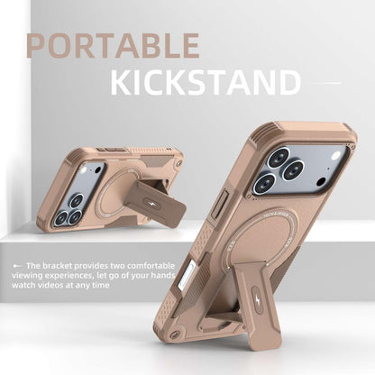 For iPhone 17 Pro Max Armor Magsafe Holder PC Hybrid TPU Phone Case(Desert Gold) - iPhone 17 Pro Max Cases by buy2fix | Online Shopping UK | buy2fix