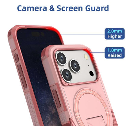 For iPhone 17 Pro Armor Magsafe Holder PC Hybrid TPU Phone Case(Pink) - iPhone 17 Pro Cases by buy2fix | Online Shopping UK | buy2fix