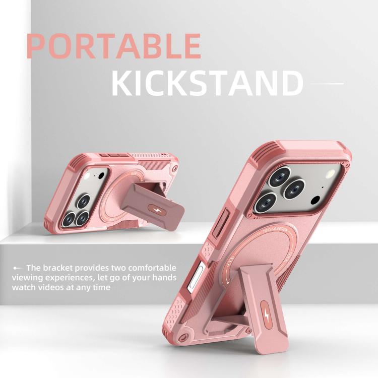 For iPhone 17 Pro Armor Magsafe Holder PC Hybrid TPU Phone Case(Pink) - iPhone 17 Pro Cases by buy2fix | Online Shopping UK | buy2fix