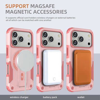 For iPhone 17 Pro Armor Magsafe Holder PC Hybrid TPU Phone Case(Pink) - iPhone 17 Pro Cases by buy2fix | Online Shopping UK | buy2fix