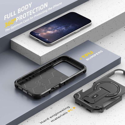For iPhone 17 Pro Armor Magsafe Holder PC Hybrid TPU Phone Case(Black) - iPhone 17 Pro Cases by buy2fix | Online Shopping UK | buy2fix