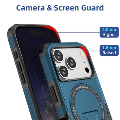 For iPhone 17 Pro Armor Magsafe Holder PC Hybrid TPU Phone Case(Dark Blue) - iPhone 17 Pro Cases by buy2fix | Online Shopping UK | buy2fix