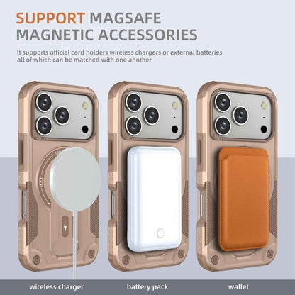 For iPhone 17 Pro Armor Magsafe Holder PC Hybrid TPU Phone Case(Desert Gold) - iPhone 17 Pro Cases by buy2fix | Online Shopping UK | buy2fix
