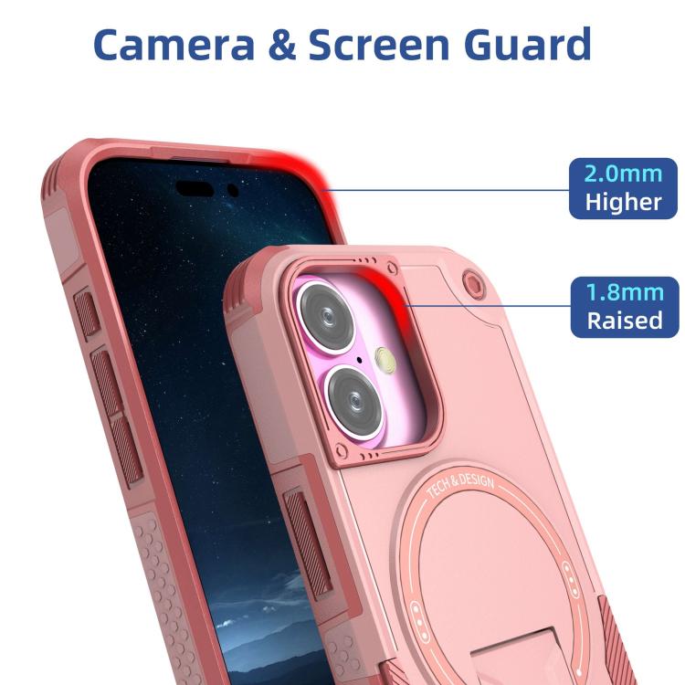 For iPhone 17 Armor Magsafe Holder PC Hybrid TPU Phone Case(Pink) - iPhone 17 Cases by buy2fix | Online Shopping UK | buy2fix