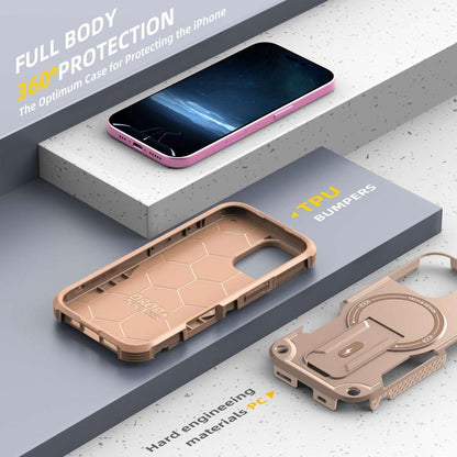 For iPhone 17 Armor Magsafe Holder PC Hybrid TPU Phone Case(Desert Gold) - iPhone 17 Cases by buy2fix | Online Shopping UK | buy2fix