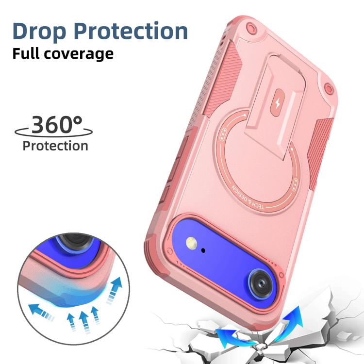 For iPhone Air Armor Magsafe Holder PC Hybrid TPU Phone Case(Pink) - iPhone Air Cases by buy2fix | Online Shopping UK | buy2fix
