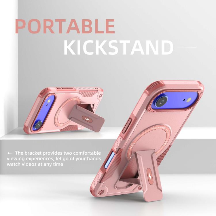 For iPhone Air Armor Magsafe Holder PC Hybrid TPU Phone Case(Pink) - iPhone Air Cases by buy2fix | Online Shopping UK | buy2fix