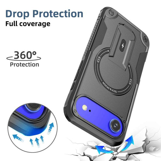 For iPhone Air Armor Magsafe Holder PC Hybrid TPU Phone Case(Black) - iPhone Air Cases by buy2fix | Online Shopping UK | buy2fix