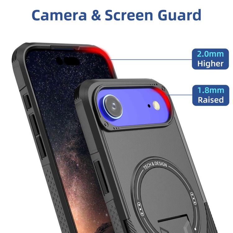 For iPhone Air Armor Magsafe Holder PC Hybrid TPU Phone Case(Black) - iPhone Air Cases by buy2fix | Online Shopping UK | buy2fix