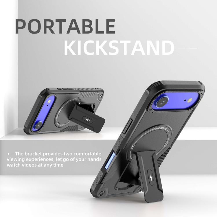 For iPhone Air Armor Magsafe Holder PC Hybrid TPU Phone Case(Black) - iPhone Air Cases by buy2fix | Online Shopping UK | buy2fix
