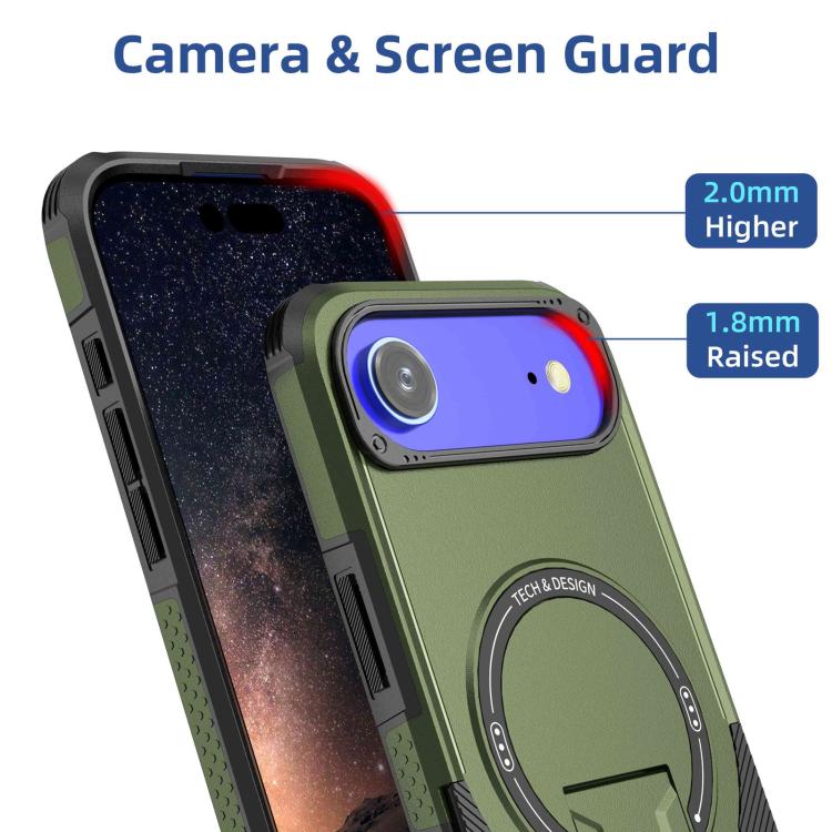 For iPhone Air Armor Magsafe Holder PC Hybrid TPU Phone Case(Army Green) - iPhone Air Cases by buy2fix | Online Shopping UK | buy2fix