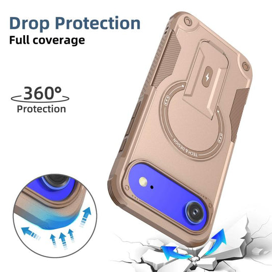 For iPhone Air Armor Magsafe Holder PC Hybrid TPU Phone Case(Desert Gold) - iPhone Air Cases by buy2fix | Online Shopping UK | buy2fix