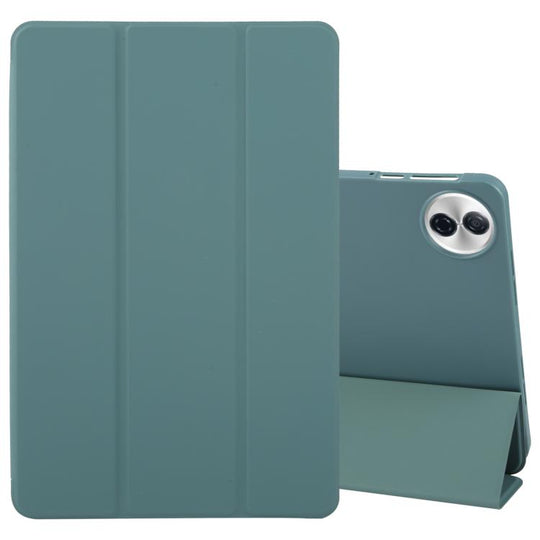 For Honor Pad 10 12.1 GEBEI 3-folding Holder Shockproof Flip Leather Tablet Case(Dark Green)