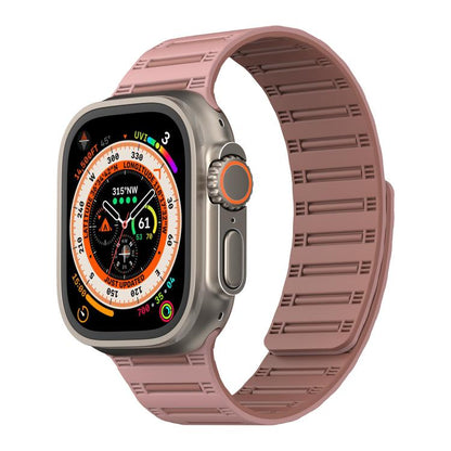 For Apple Watch 46mm / 49mm / 45mm / 44mm Cylinder Magnetic Two-color Loop Silicone Watch Band(Oxford Pink Rose Grey) - Watch Bands by buy2fix | Online Shopping UK | buy2fix