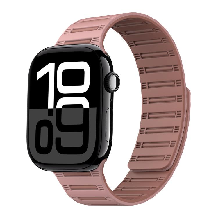 For Apple Watch 42mm / 41mm / 40mm / 38mm Cylinder Magnetic Two-color Loop Silicone Watch Band(Oxford Pink Rose Grey) - Watch Bands by buy2fix | Online Shopping UK | buy2fix