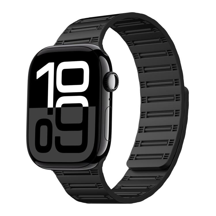 For Apple Watch 42mm / 41mm / 40mm / 38mm Cylinder Magnetic Two-color Loop Silicone Watch Band(Black) - Watch Bands by buy2fix | Online Shopping UK | buy2fix