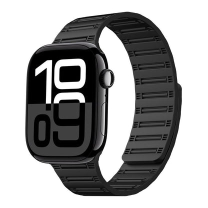 For Apple Watch 42mm / 41mm / 40mm / 38mm Cylinder Magnetic Two-color Loop Silicone Watch Band(Black) - Watch Bands by buy2fix | Online Shopping UK | buy2fix