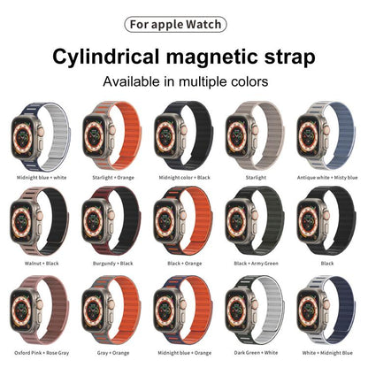 For Apple Watch 46mm / 49mm / 45mm / 44mm Cylinder Magnetic Two-color Loop Silicone Watch Band(Pink Black) - Watch Bands by buy2fix | Online Shopping UK | buy2fix