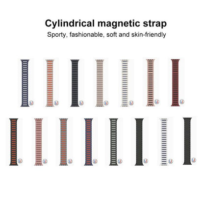 For Apple Watch 42mm / 41mm / 40mm / 38mm Cylinder Magnetic Two-color Loop Silicone Watch Band(Black White) - Watch Bands by buy2fix | Online Shopping UK | buy2fix