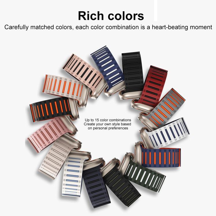 For Apple Watch 46mm / 49mm / 45mm / 44mm Cylinder Magnetic Two-color Loop Silicone Watch Band(Wine Red Black) - Watch Bands by buy2fix | Online Shopping UK | buy2fix