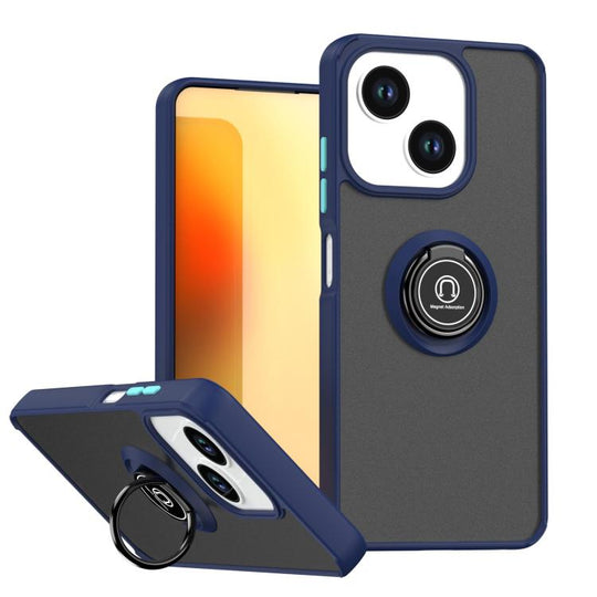 For ZTE Blade A35e Q Shadow 1 Series TPU + PC Phone Case with Ring(Royal Blue)