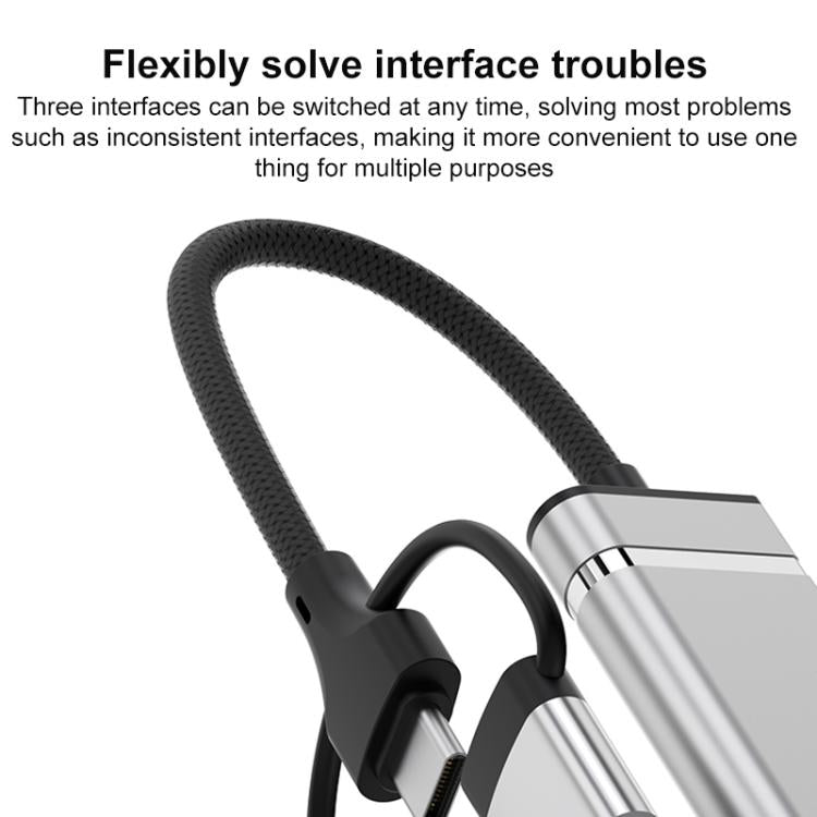 USB / Type-C / 8 Pin to CF / TF / SD Card Reader, 3.5mm HUB Adapter 6 in 1 Docking Station(Grey) - USB 3.0 HUB by buy2fix | Online Shopping UK | buy2fix