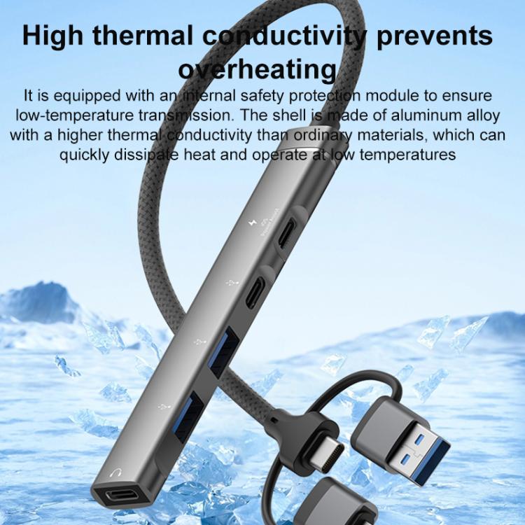 USB / Type-C / 8 Pin to PD, 2 x USB, 2 x Type-C HUB Adapter 5 in 1 Docking Station(Silver) - USB 3.0 HUB by buy2fix | Online Shopping UK | buy2fix