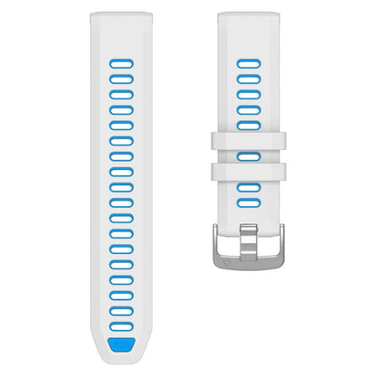For Garmin Forerunner 970 Two Color Steel Buckle Silicone Watch Band(White Blue) - Watch Bands by buy2fix | Online Shopping UK | buy2fix