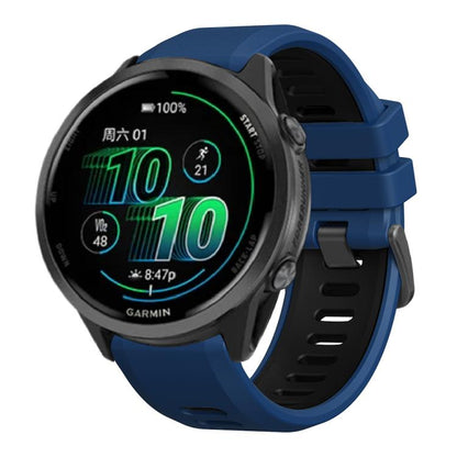 For Garmin Forerunner 970 Two Color Steel Buckle Silicone Watch Band(Royal Blue Black) - Watch Bands by buy2fix | Online Shopping UK | buy2fix