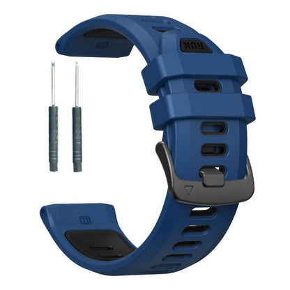 For Garmin Forerunner 970 Two Color Steel Buckle Silicone Watch Band(Royal Blue Black) - Watch Bands by buy2fix | Online Shopping UK | buy2fix