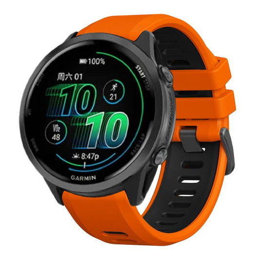 For Garmin Forerunner 970 Two Color Steel Buckle Silicone Watch Band(Orange Black) - Watch Bands by buy2fix | Online Shopping UK | buy2fix