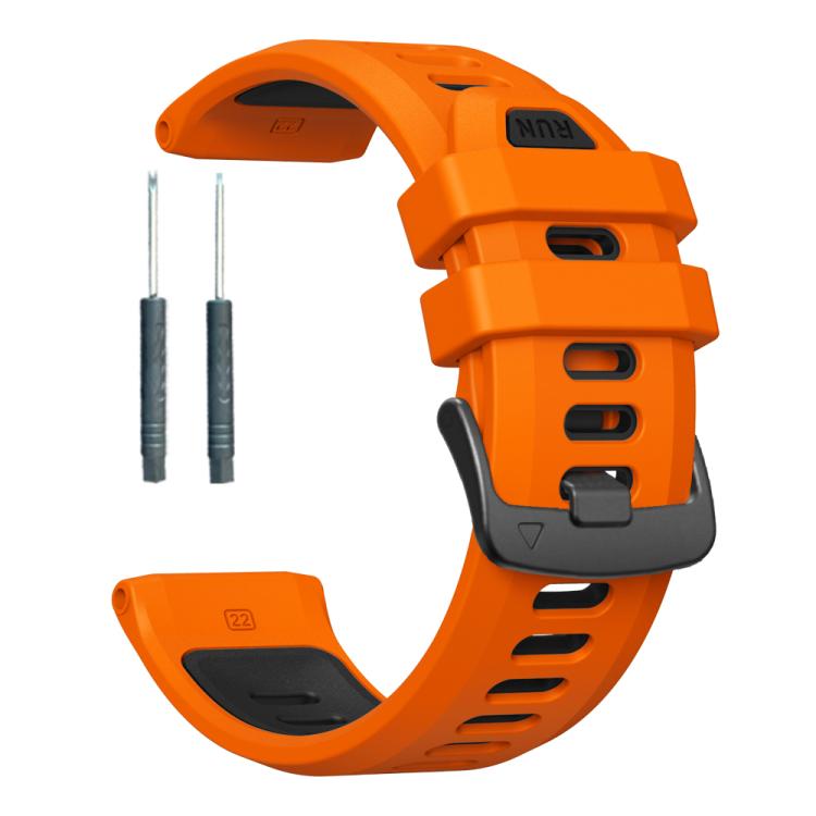 For Garmin Forerunner 970 Two Color Steel Buckle Silicone Watch Band(Orange Black) - Watch Bands by buy2fix | Online Shopping UK | buy2fix