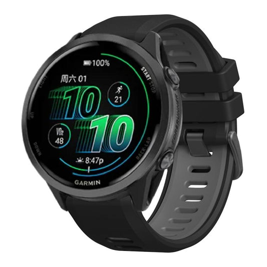 For Garmin Forerunner 970 Two Color Steel Buckle Silicone Watch Band(Black Grey) - Watch Bands by buy2fix | Online Shopping UK | buy2fix