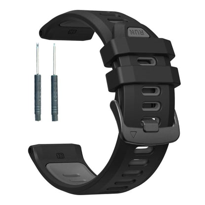 For Garmin Forerunner 970 Two Color Steel Buckle Silicone Watch Band(Black Grey) - Watch Bands by buy2fix | Online Shopping UK | buy2fix