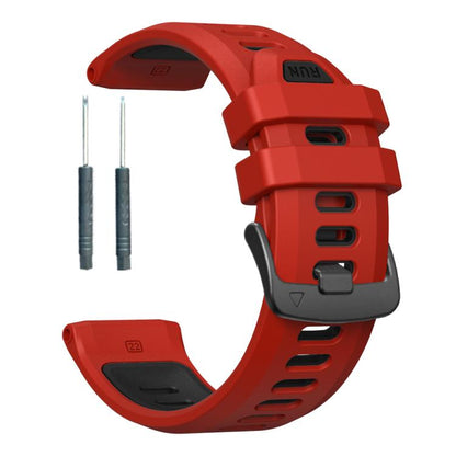 For Garmin Forerunner 970 Two Color Steel Buckle Silicone Watch Band(Red Black) - Watch Bands by buy2fix | Online Shopping UK | buy2fix