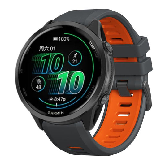 For Garmin Forerunner 970 Two Color Steel Buckle Silicone Watch Band(Charcoal Orange) - Watch Bands by buy2fix | Online Shopping UK | buy2fix