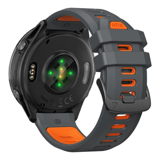 For Garmin Forerunner 970 Two Color Steel Buckle Silicone Watch Band(Charcoal Orange) - Watch Bands by buy2fix | Online Shopping UK | buy2fix
