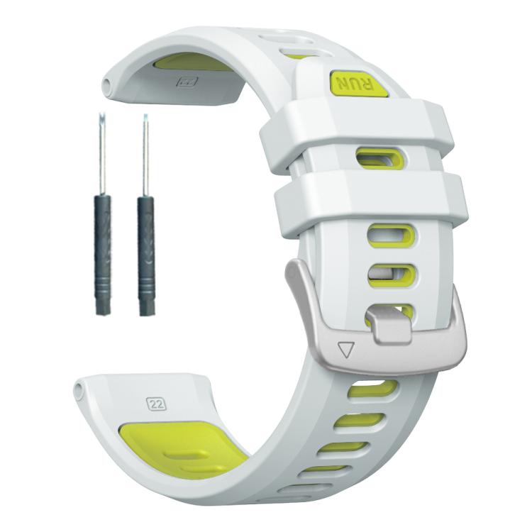 For Garmin Forerunner 970 Two Color Steel Buckle Silicone Watch Band(Whie Cyan) - Watch Bands by buy2fix | Online Shopping UK | buy2fix