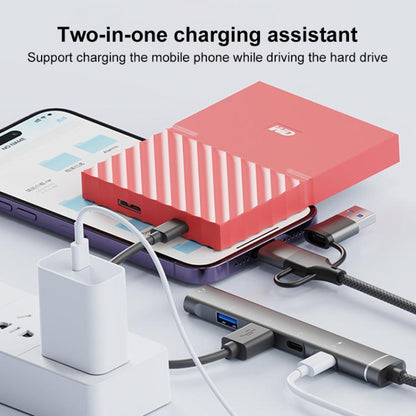 USB / Type-C / 8 Pin to 3.5mm, PD, 2 x USB, Type-C HUB Adapter 5 in 1 Docking Station(Grey) - USB 3.0 HUB by buy2fix | Online Shopping UK | buy2fix