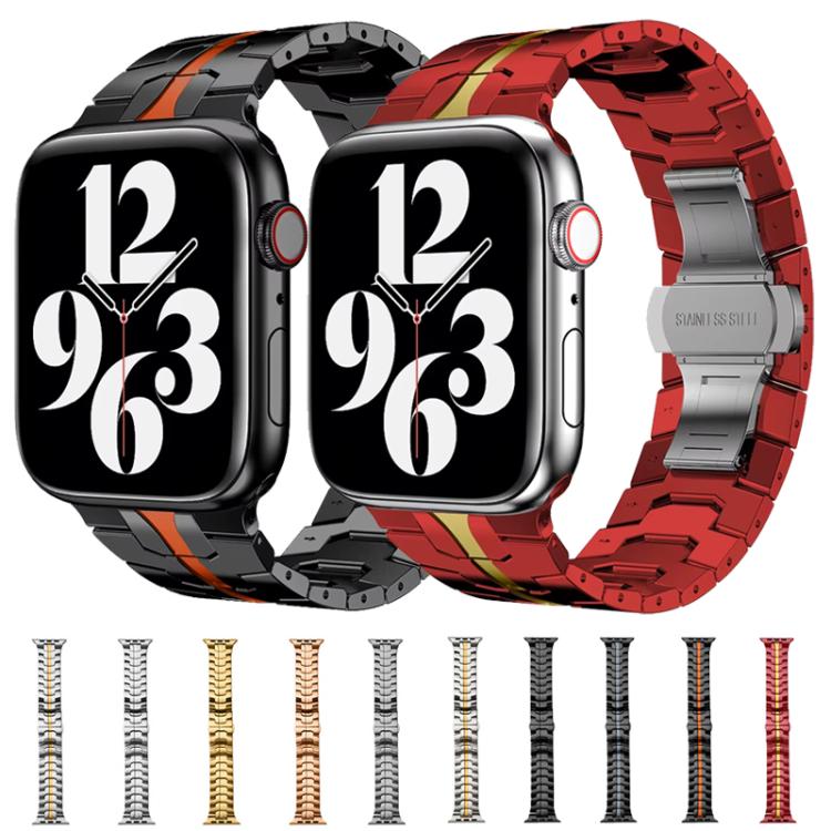 For Apple Watch 38 / 40 / 41 / S10 42mm xDfind Butterfly Buckle Stainless Steel Watch Band(Silver Gold) - Watch Bands by xDfind | Online Shopping UK | buy2fix