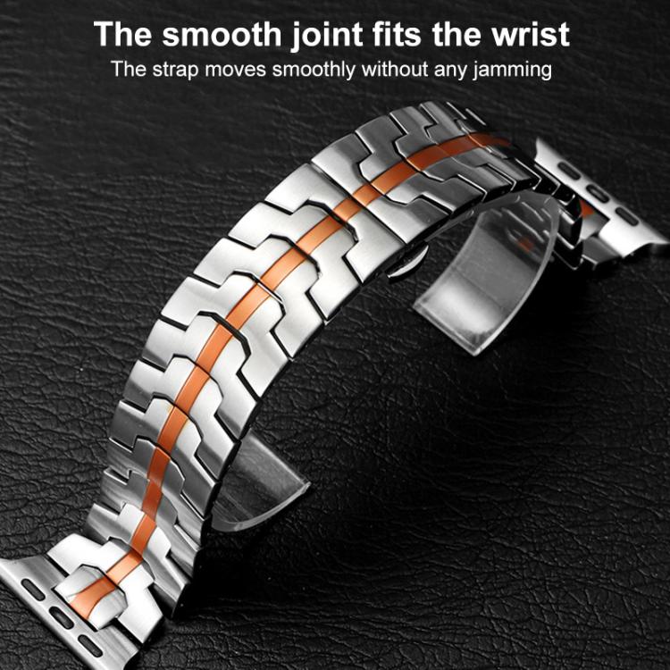 For Apple Watch 38 / 40 / 41 / S10 42mm xDfind Butterfly Buckle Stainless Steel Watch Band(Silver Gold) - Watch Bands by xDfind | Online Shopping UK | buy2fix