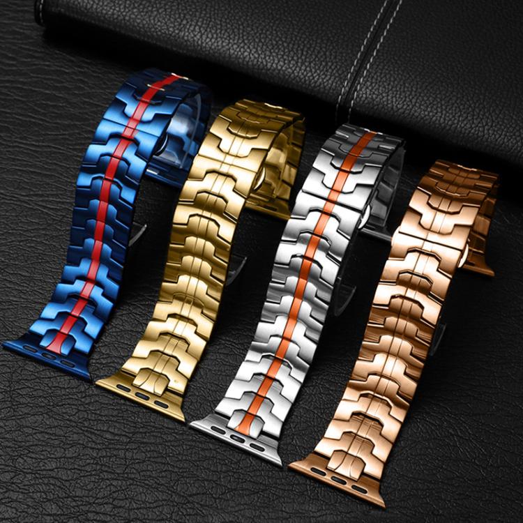 For Apple Watch 38 / 40 / 41 / S10 42mm xDfind Butterfly Buckle Stainless Steel Watch Band(Silver Gold) - Watch Bands by xDfind | Online Shopping UK | buy2fix